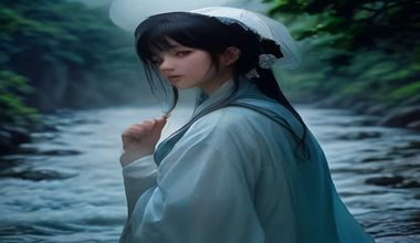 雨后街道水坑反射出城市霓虹灯光，摄影师低角度拍摄水中倒影，偷拍自拍反射构图的创意运用